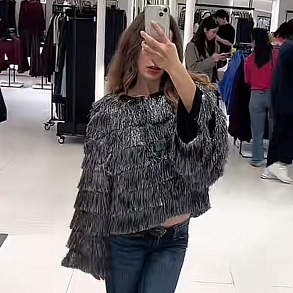 ZARA 8741/499/808/030/295 Bloggers Fav Fringed Metallic Thread Jacket - Picture 4 of 9